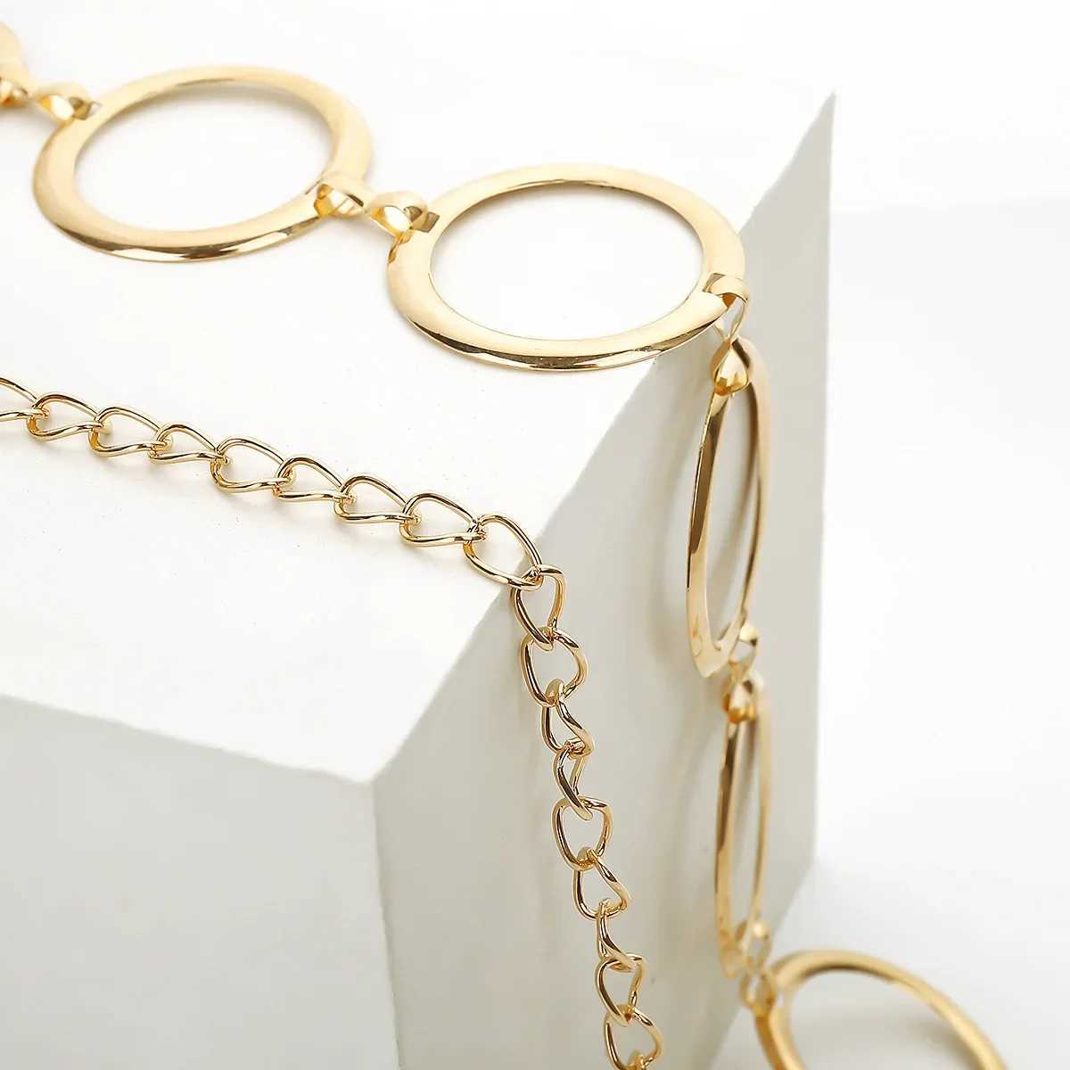 Hot S metal chain 4.5CM circular jeans with womens strap Hip strap metal chain X250410