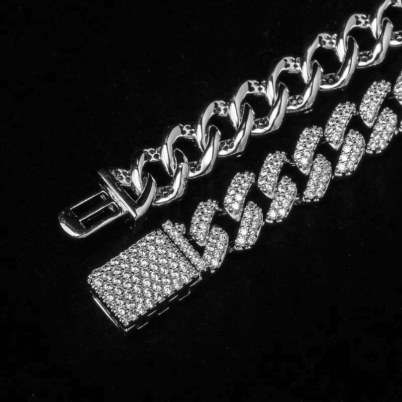 Personalized 8mm Cuban Chain Bracelet Sier Rose Gold Zircon Stone Casual Fashion Lightweight Gift Jewelry