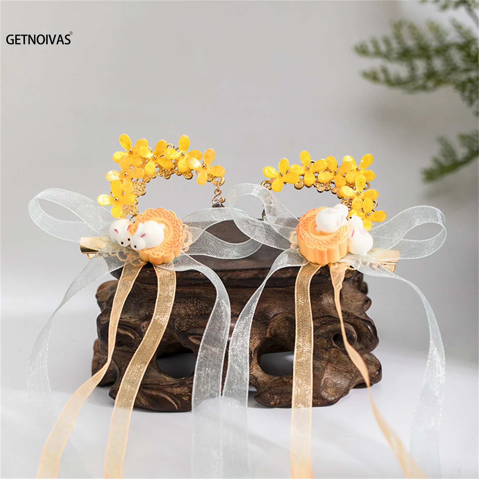 Vintage rabbit hair clip Chinese Hanfu hair accessories womens tassel bucket autumn holiday gift flower hair clip 250409