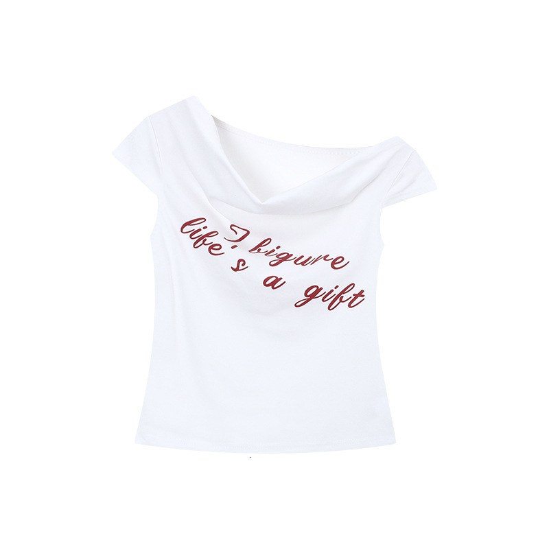 2025S Designer Women S T Shirt Sweet And Spicy Girl Letter Printed Sleeved T Shirt For Women S Summer New Design Slim Fit Short Off Shoulder Top