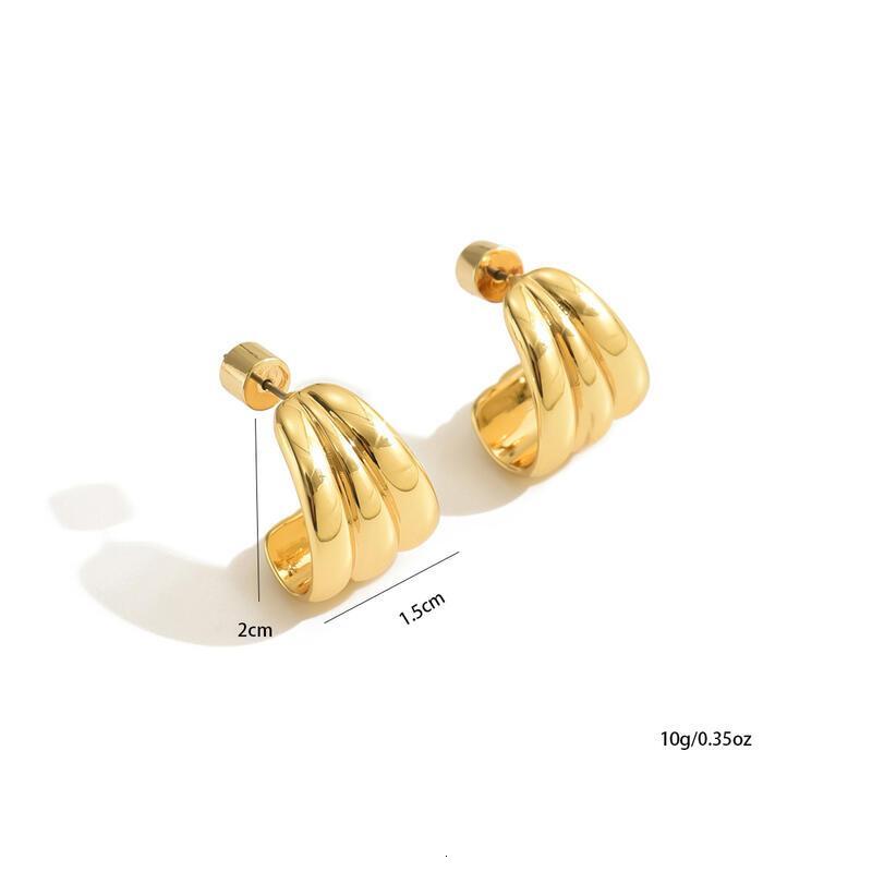 Hoop Cut Polished Teardrop 14K Gold Plated Women's Chunky Twist Hypoallergenic Stud Earrings, Lightweight And Comfortable Jewelry, Bold Statement