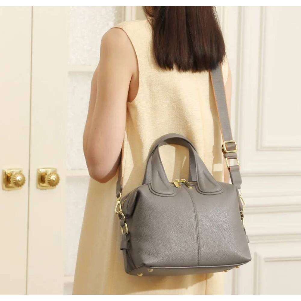 Boston Pack Multi-Functional Soft Leather Handbag For Women Shoulder Bag With Slant Lady Office Shopping Bag St251110