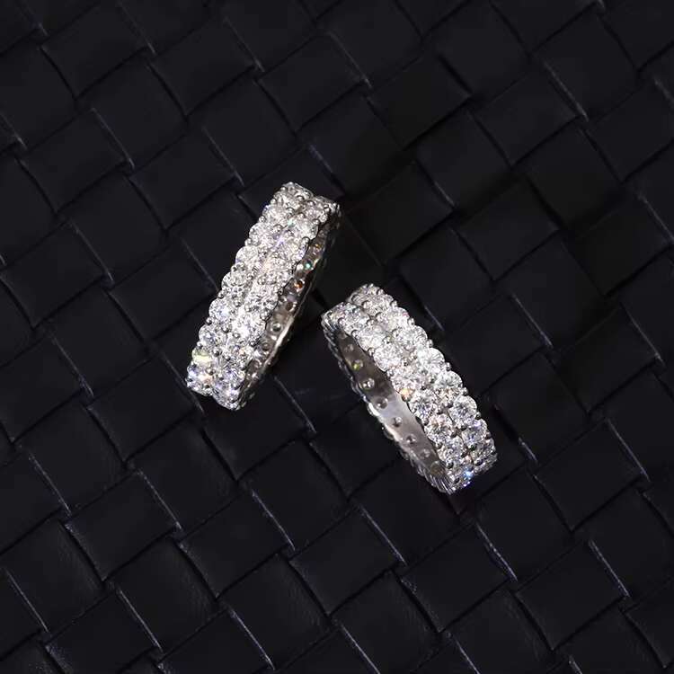 RTS Cuban Ring Iced Out Round Brilliant Cut Moissanite Diamond 925 Sterling Silver Gold Plated for Hip Hop Life