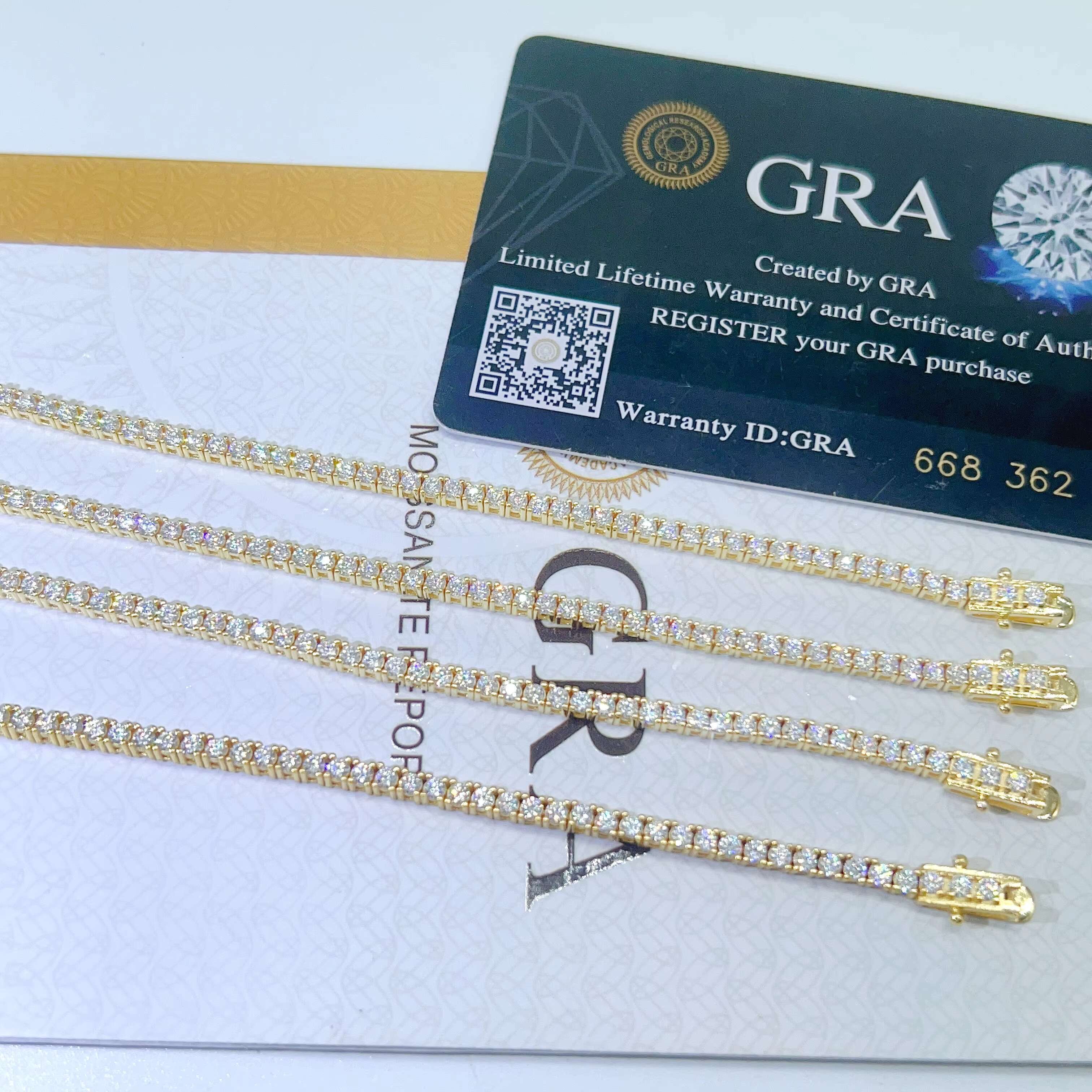 Fine Jewelry GRA Certificate 925 Sterling Silver 2mm-6.5mm Vvs Moissanite Iced Out Tennis Chain Bracelet