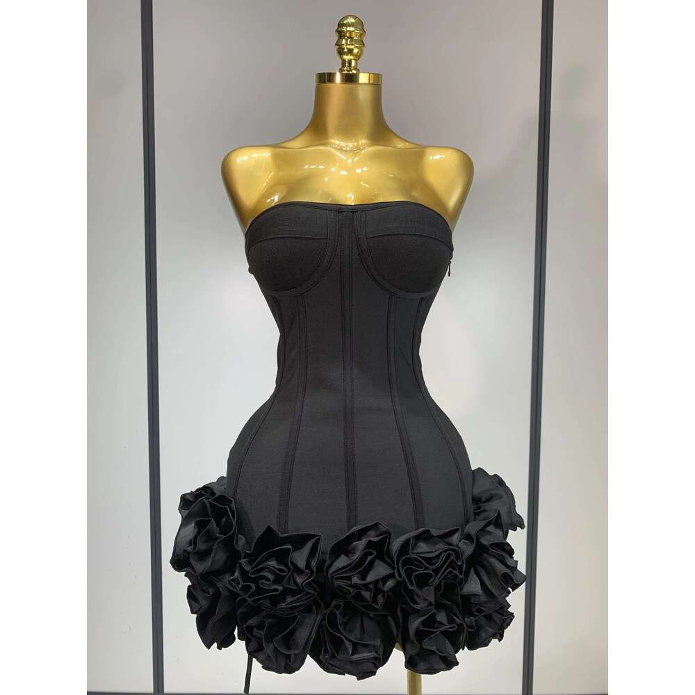 Women Evening Bandage Dress Strapless Bodycon Wers Mini Celebrity Sexy Birthday Party Dresses Photo Shoot Nightclub Outfit
