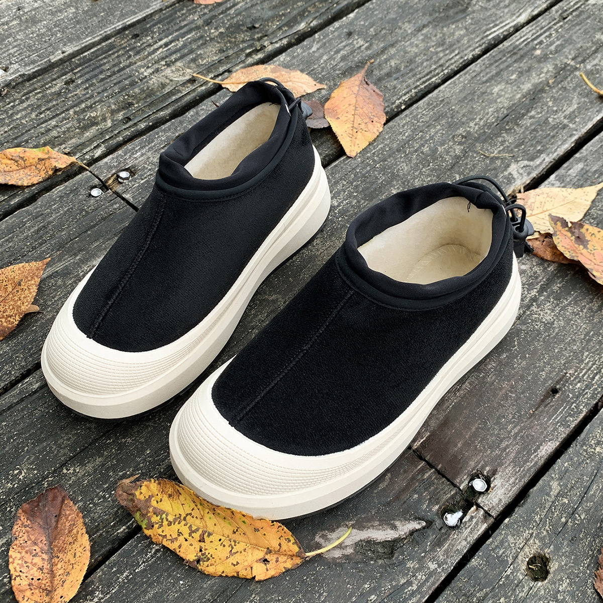 Winter new designer cowhide leather wool thick soled low top snow boots for couples candy colored cotton shoes