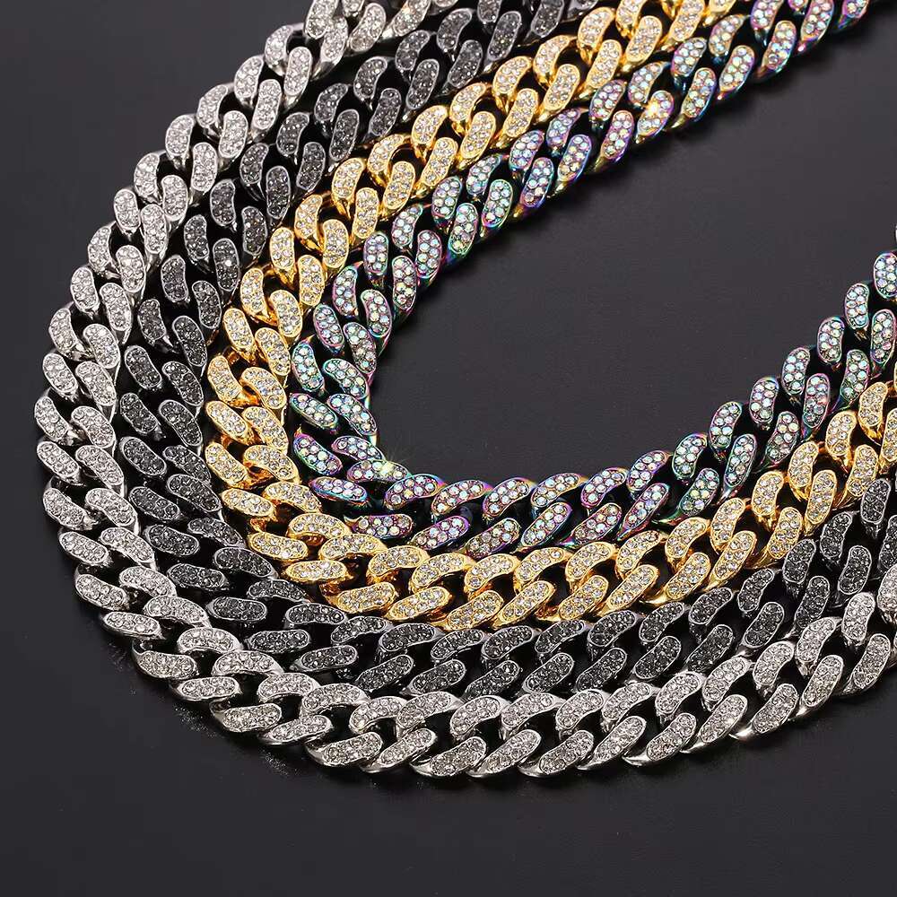 Waterproof matte hot gold-plated men's necklace long Miami Cuban chain