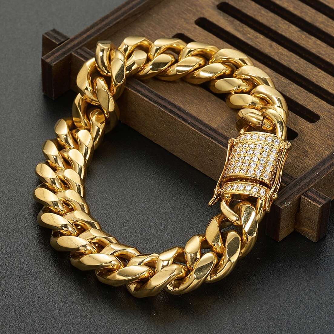 New Arrival 8mm-18mm Stainless Steel Miami Curb Cuban Chain Bracelet Necklace for Women Men jewelry Casting Crystal Lock