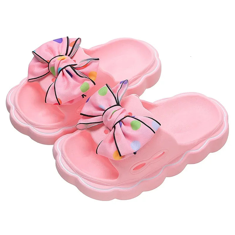 Childrens slide girl wearing soft bottom slide outdoor cute bow non slip bathroom slide colorful childrens slide 250409