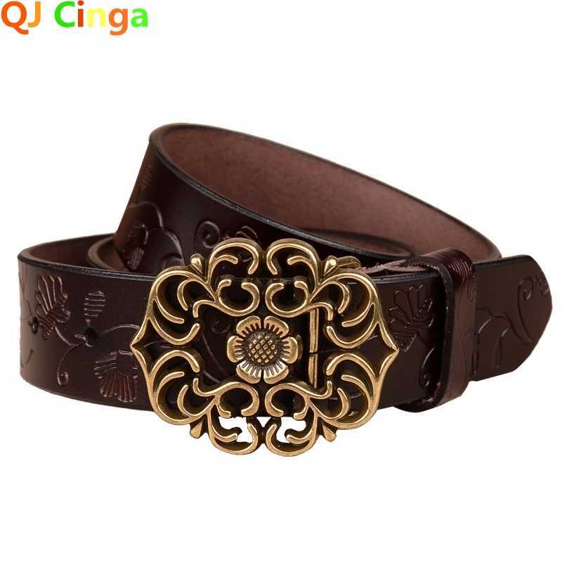 Suower Pattern Needle Buckle Belt Brown Fashion Business Belt White Black Cintron Red W X250410