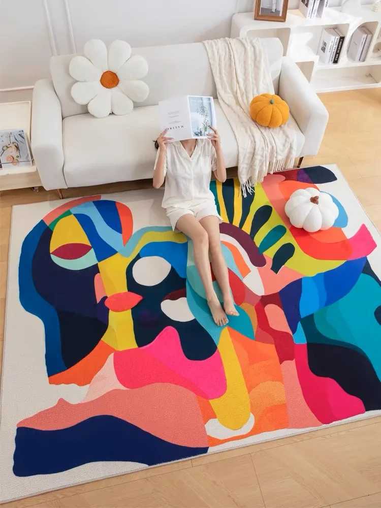 VIKAMA Color Dopamine Carpet Living Room Art Premium Feel Sofa Cushion Coffee Table Bedroom Bed Rug Retro Home Decor Y251110