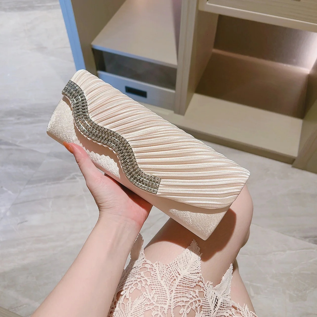 Fashion Shiny Evening Clutch Bag for Womens Wedding Party Banquet Female Crystal Day Long Purse Chain Diamond Shoulder Bag 251107