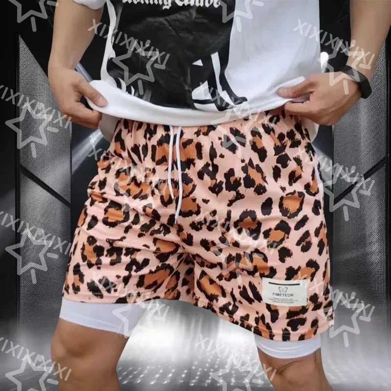 New shorts mens sports shorts 2-in-1 beach shorts summer fitness training jogging shorts breathable X250410