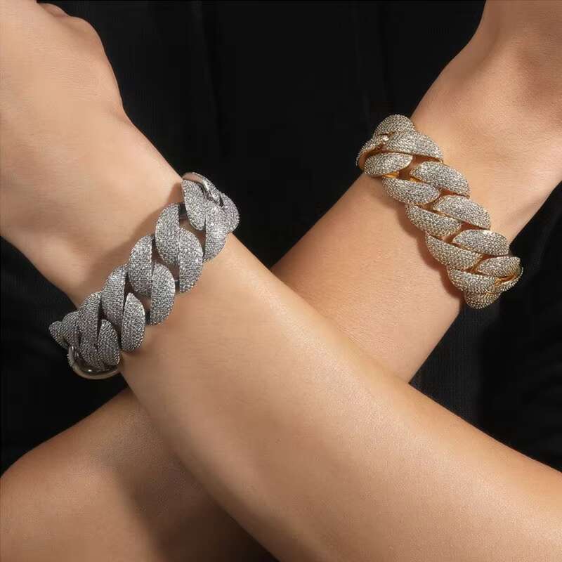 Full Chain Gold Plated 24mm Punk Thick Cuban Bracelet