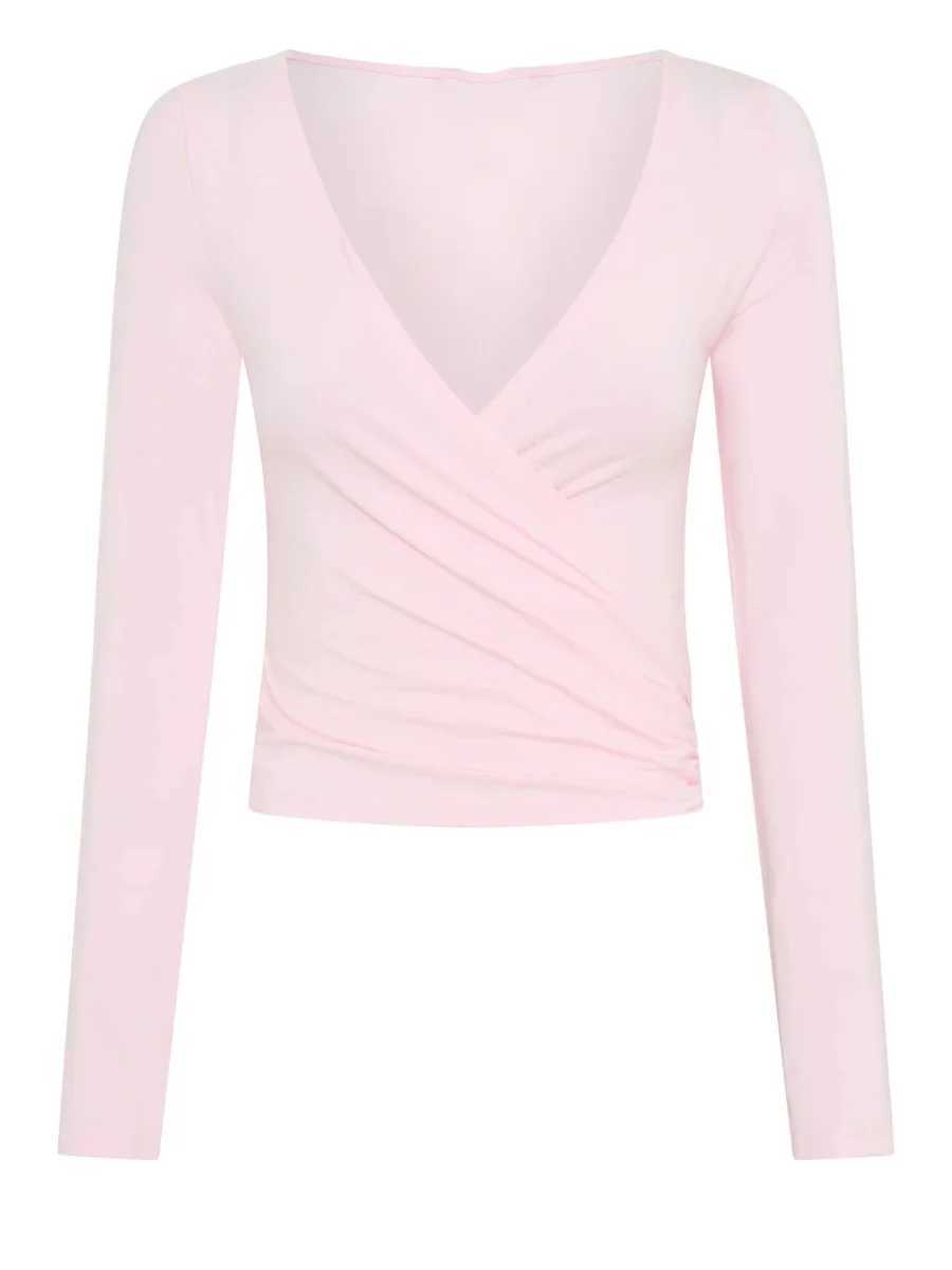 Womens Pura Bag Top Exercise Ballet Self Beating Shirt Long Sleeve Cross Sexy Deep V-neck Yoga Shirt SportswearXJ250410