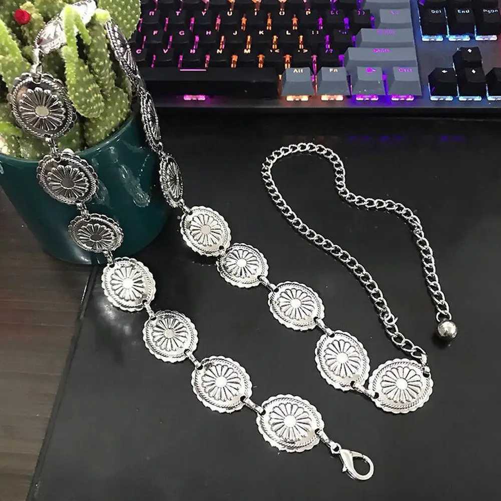 Traditional ethnic style retro metal waist chain Bohen silver metal chain strap Wens Fashion Accessories X250410