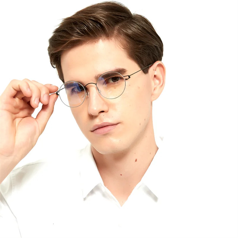 High quality retro round screw free frame for men and women Korean ned ultra light glasses 250410