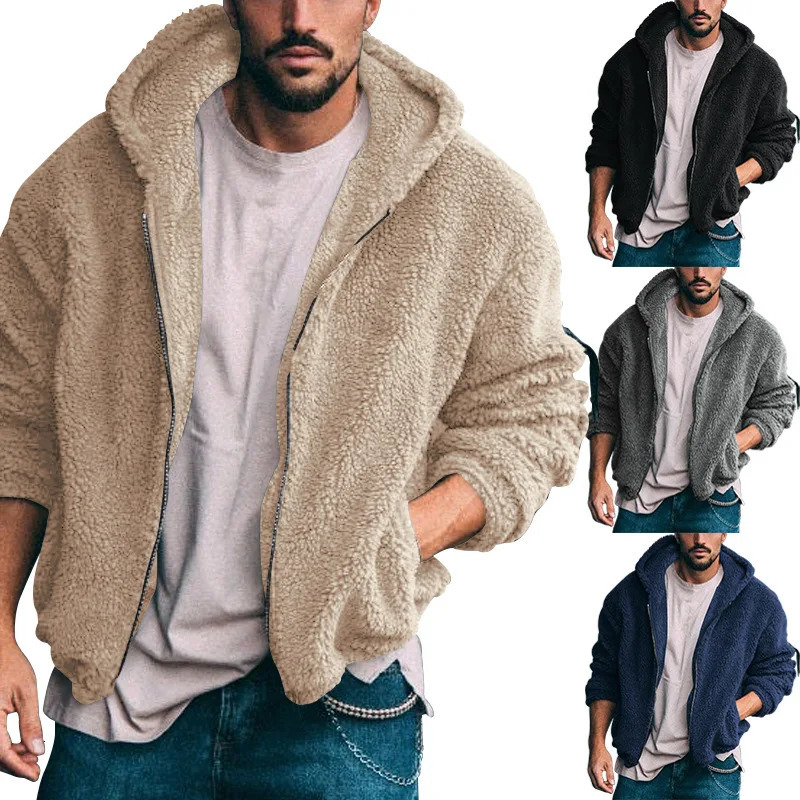 Mens autumnwinter zipper retro hooded jacket mens casual street wear pocket bipolar 24 250401