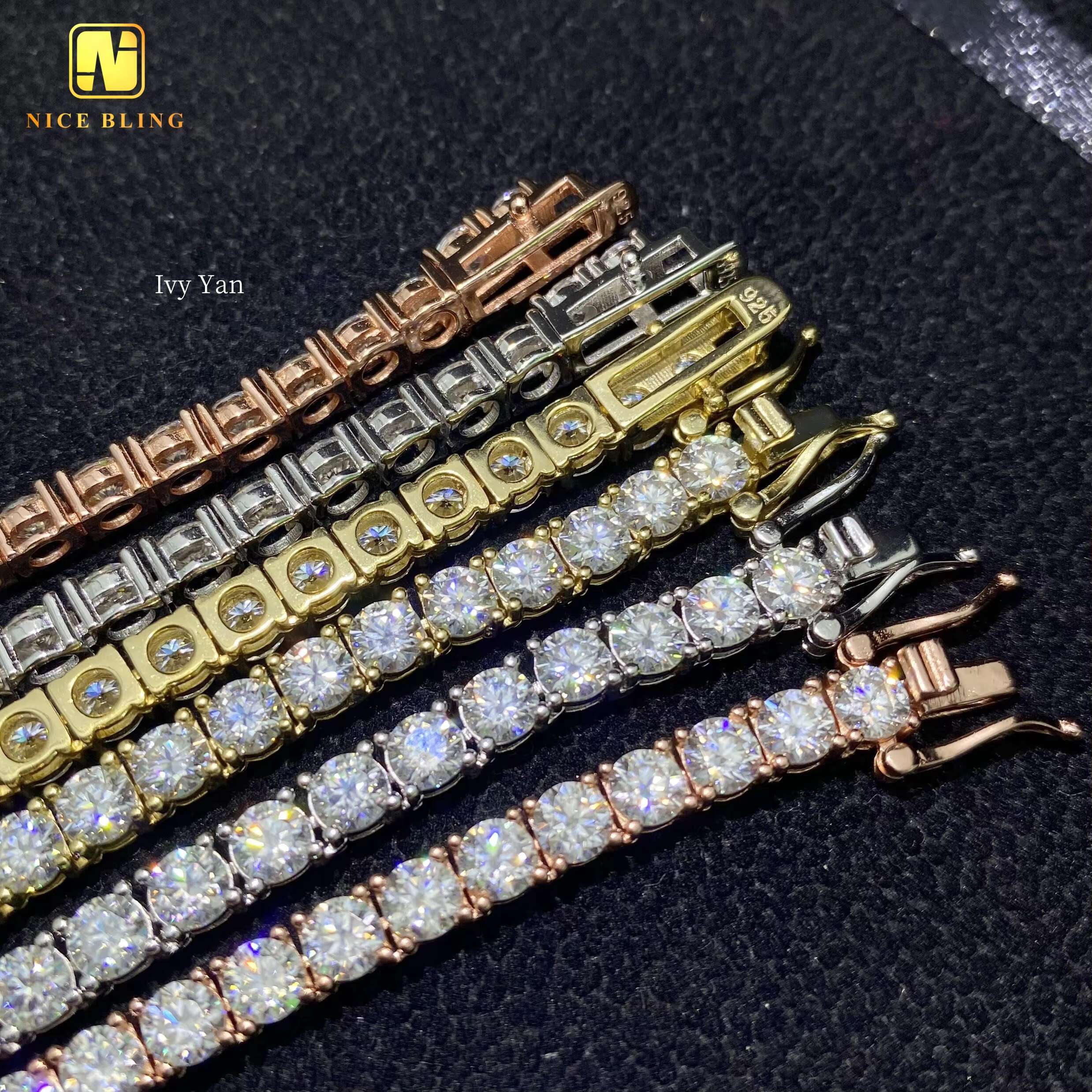 4mm VVS Silicon Tested with Sier Hip Hop Jewelry Bracelet, Necklace, Iced Tennis Chain