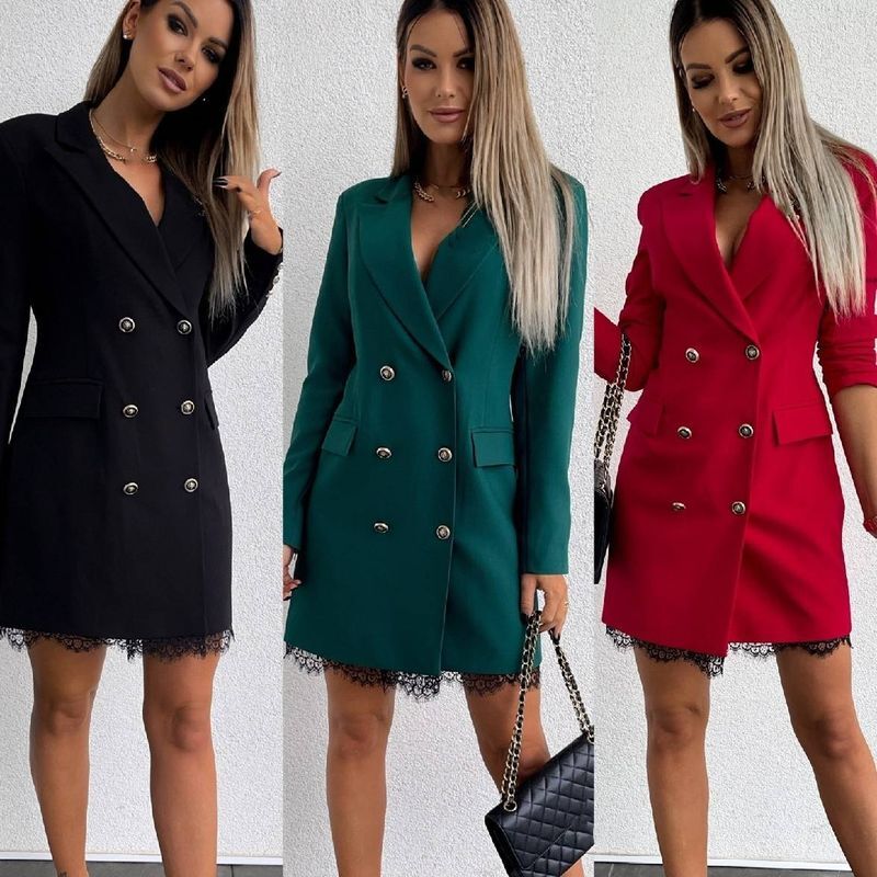 Women's Clothing New Double Breasted Lace Suit Dress