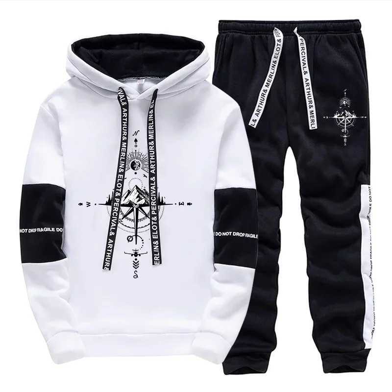 Running Mens Tracksuit Print Casual Sweatshirts Sportswear Outdoors Sports Jogging Mens Clothing Single Piece Hoodie Pants 2025 W251110
