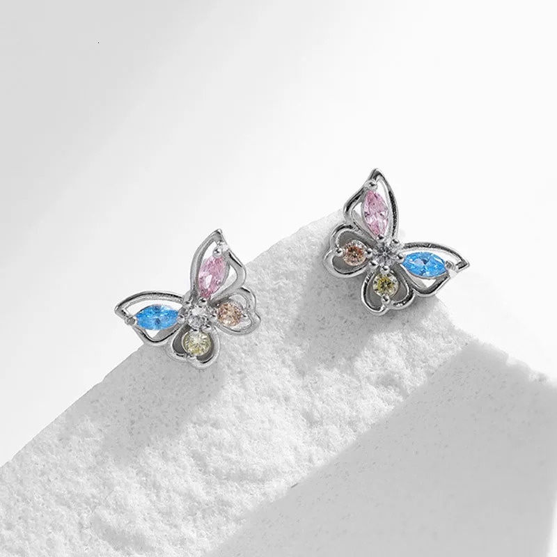Y2K Colorful Butterfly Earrings 925 Pure Silver Exquisite Earrings Womens Party Jewelry Surprise Gift 250407
