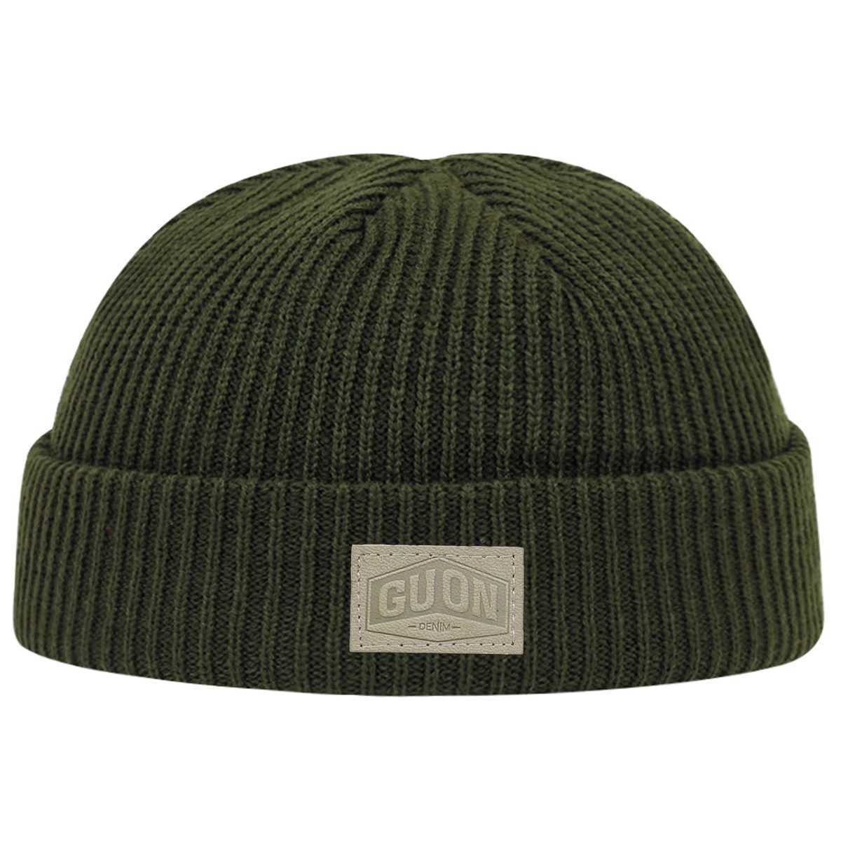 Unisex GUON DENIM Leather Label Beanies Hats Autumn and Winter Warm Knitted Hat Hip Hop Boy Girls CapsXJ251110