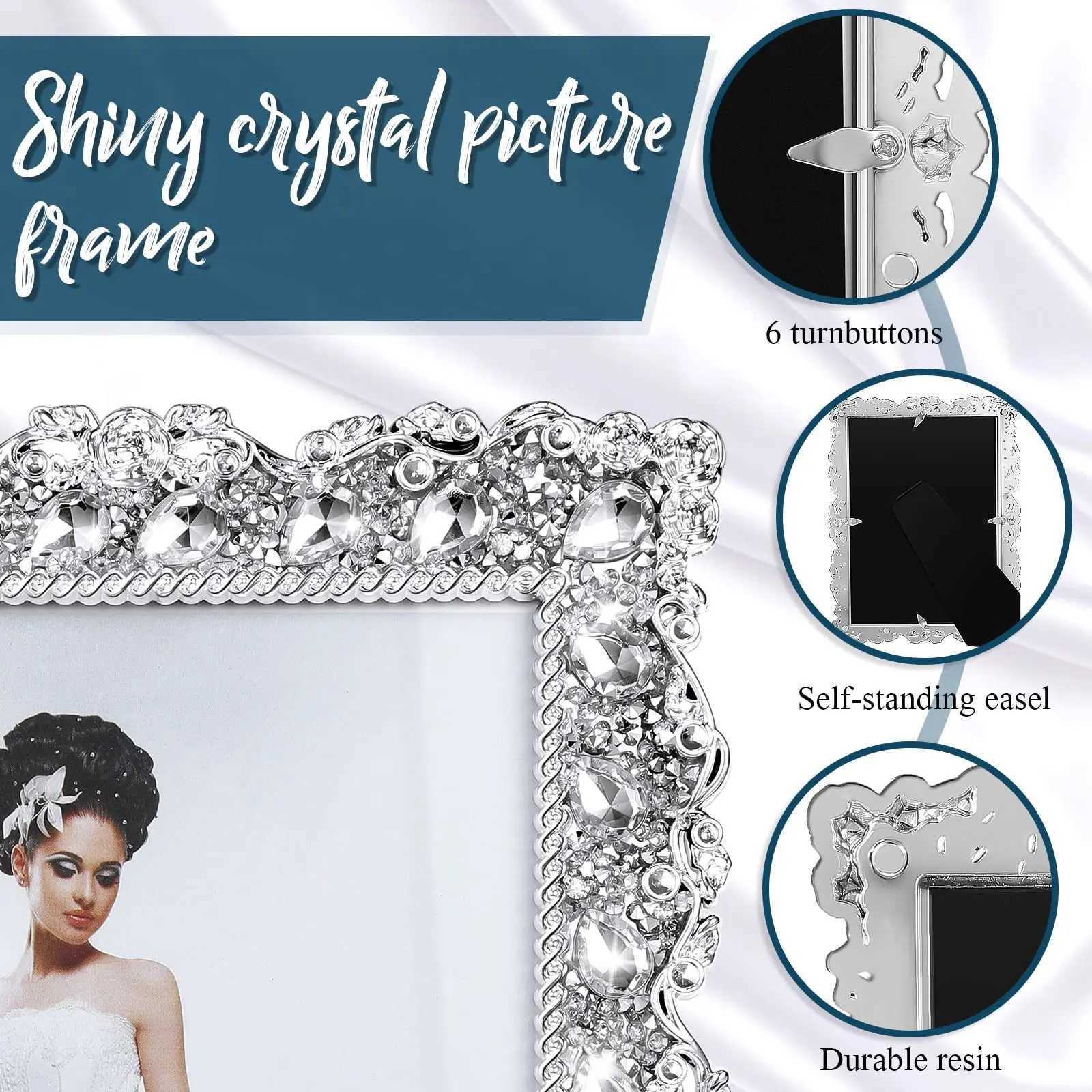 2-pack with crystal wedding rhinestone decoration desktop photo frame 7 inch gift for family and friends L251110 H260306