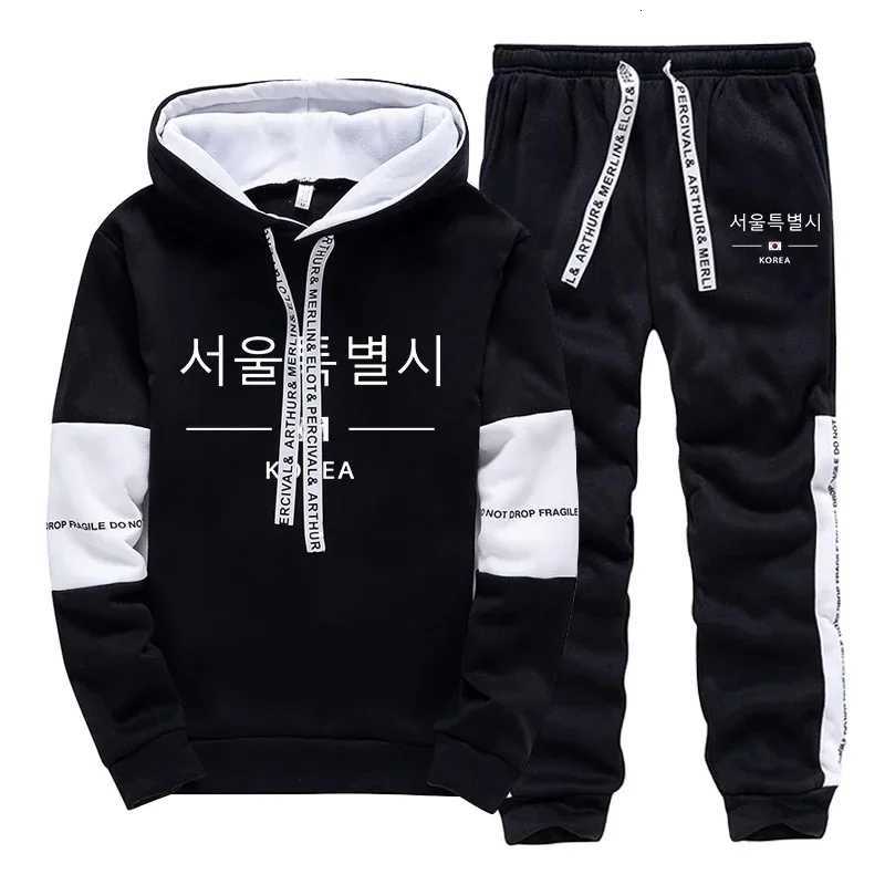 Mens Tracksuit Print Casual Sweatshirts Sportswear Outdoors Sports Jogging Mens Clothing Single Piece Hoodie Pants Korean Style W251110