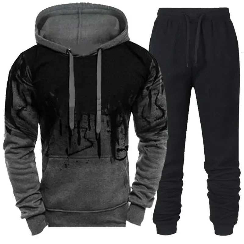 2025 Autumn/Winter Mens Camouflage Sporty Suit Jacket Pants Set - Fashion Sportswear - 3D Ink Printing Running Clothing W251110
