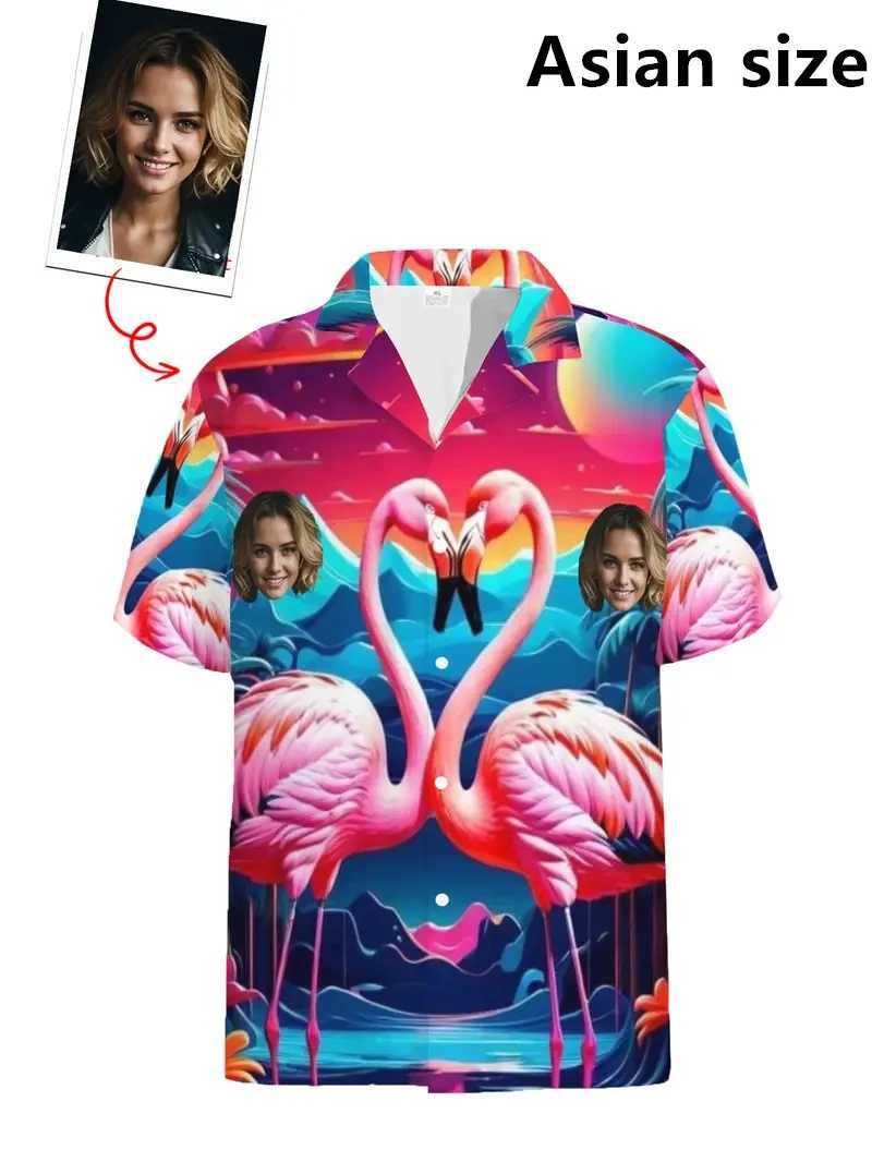 Summer custom unisex Hawaiian shirt 3D printed fun facial personalized beach shirt with collar short sleeved button up shirt top X250410