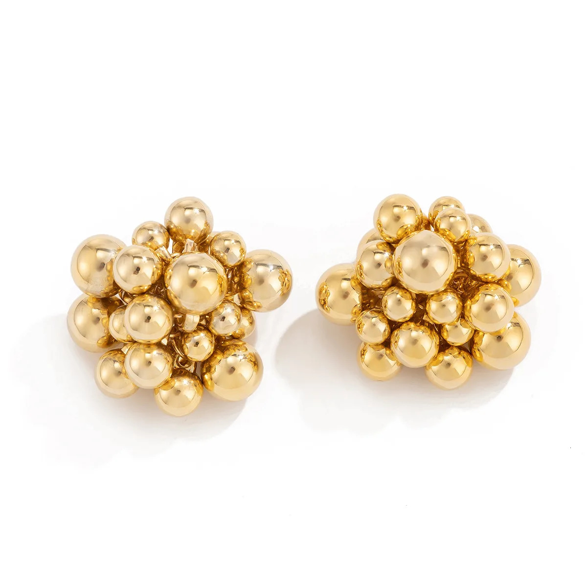 Fashion metal geometric beaded earrings for women exaggerated -selling bead earrings versatile 250409