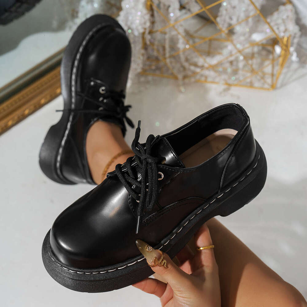 Woman Sandals British Big Toe Small Leather For Women New Sponge Cake Thick Soled Women S Casual Shoes College Style Single Shoes