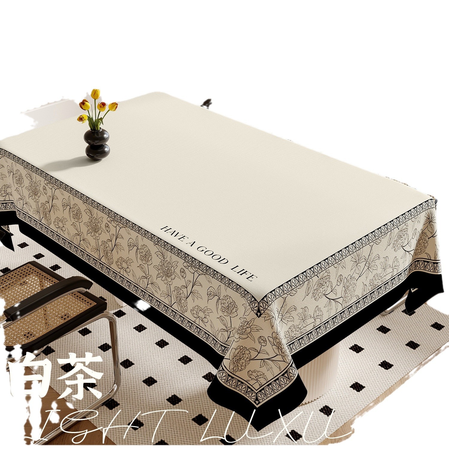 Tablecloth waterproof and oil-proof wash-free anti-scalding dining table cloth rectangular coffee table tablecloth 8KAD01