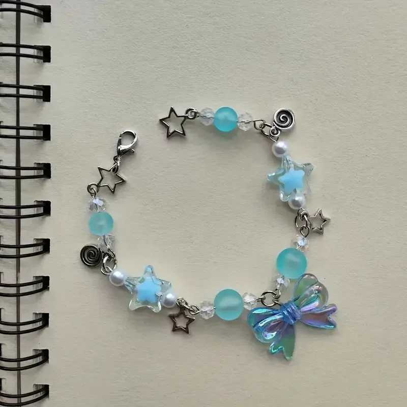 Charming Pink Star Bow Beaded Bracelet Cute Zinc Alloy Friendship Jewelry for GirlsT251110