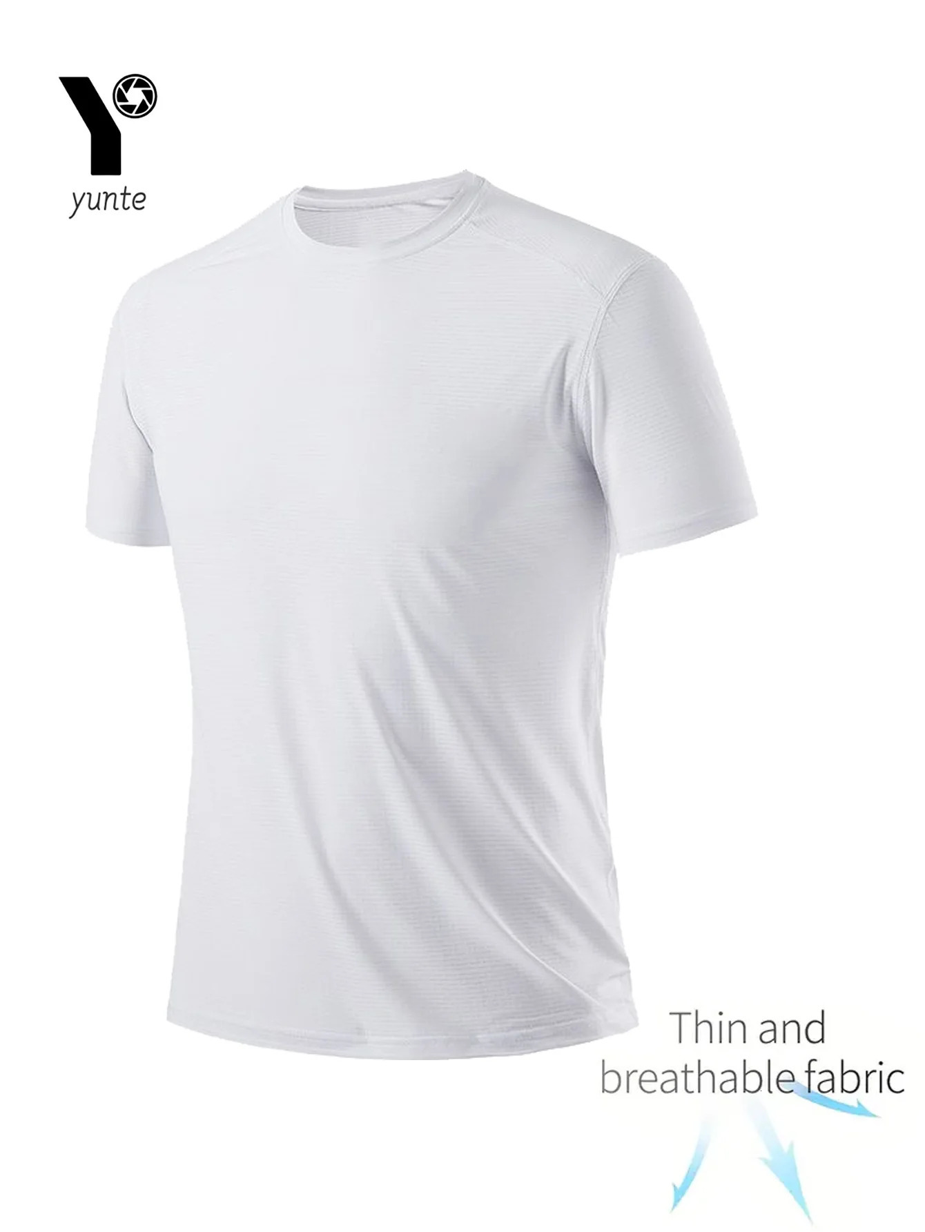 7-piece white ultra light mens quick drying breathable sweatshirt with round neck suitable for fitness gym and Ru 250409