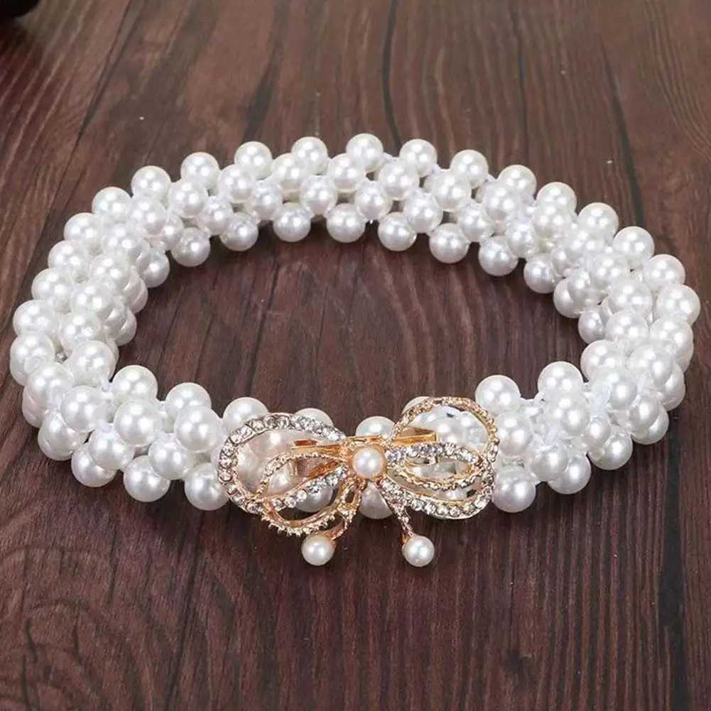 Elastic pearl strap suitable for white pearl rhinestone crystal belt wedding belt bride belt sexy maid dress girl belt X250410