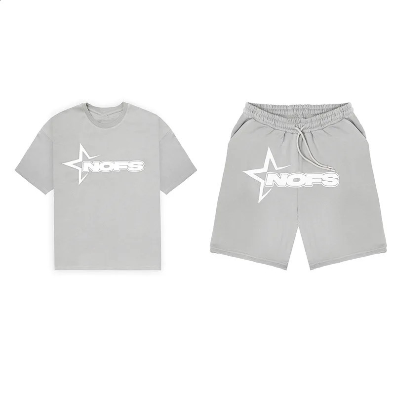 2025 Mens Clothing Fashion Letter Graphics T-shirt Men Hip-hop Punk Y2K Summer Short Sleeve American Street Tops Shorts Set 250407