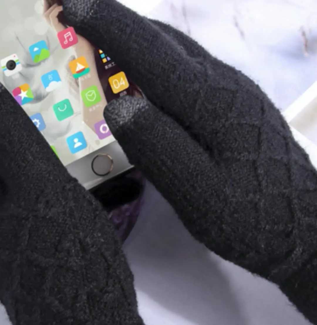 Autumn Winter Version of The Touch Screen Knitted Wool Plus Velvet Thickening Outdoor Riding Gloves for Men Accessories Gifts L251110