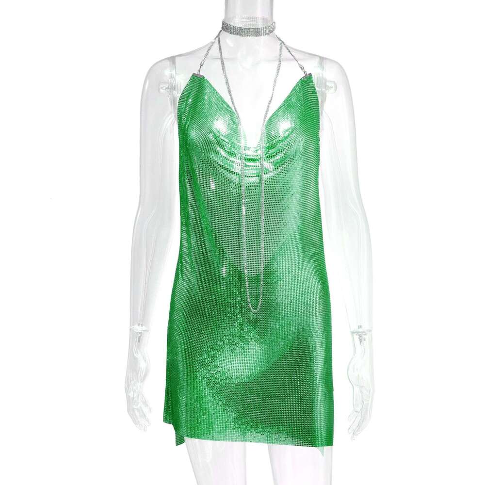 New Women's Clothing Metallic Sequin Sexy Sweet and Spicy Style Rhinestone Strap Night club maxi dress SEXY DRESSES FOR WOMEN