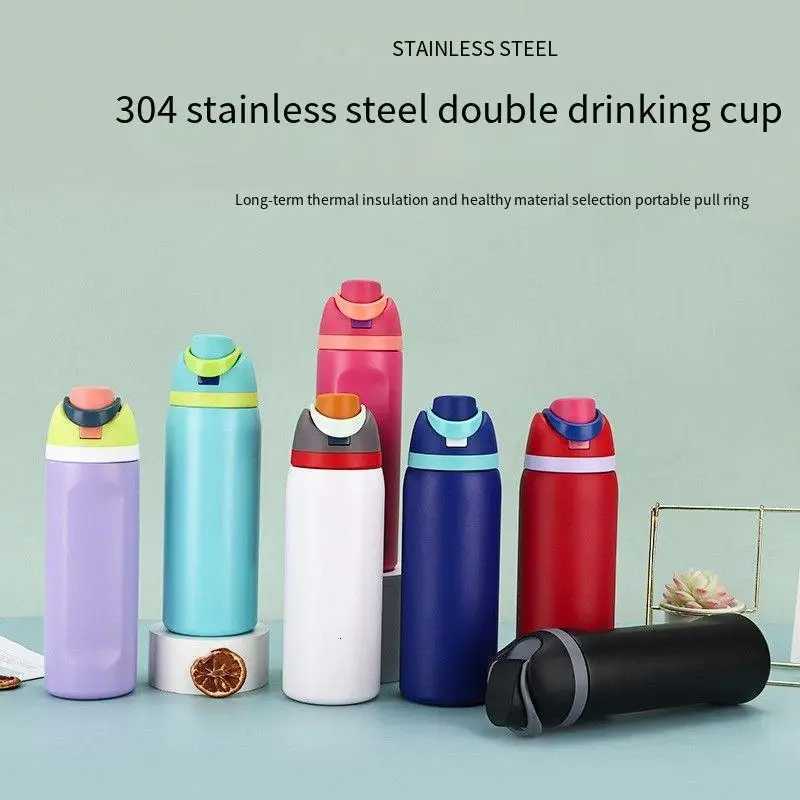 Fashionable cup Cross-border double-lid stainless steel thermos cup outdoor sports fruit cup with high value rope bouncing cup Y251110