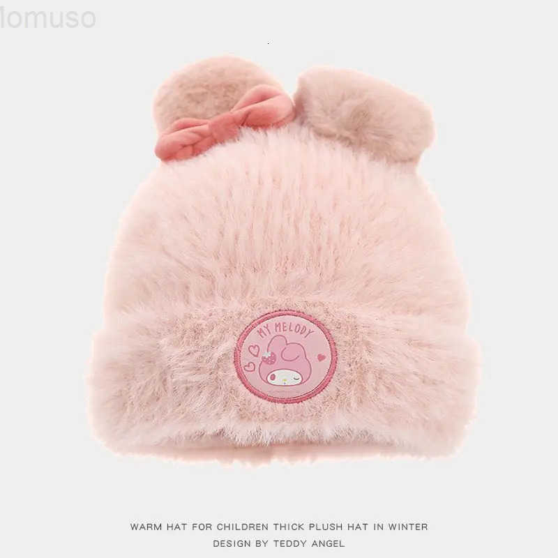Sanrio New Hello Kitty Kuromi My Melody anime-themed pattern cartoon cute girls warm hat kawaii fleece-lined winter knit hat H251110