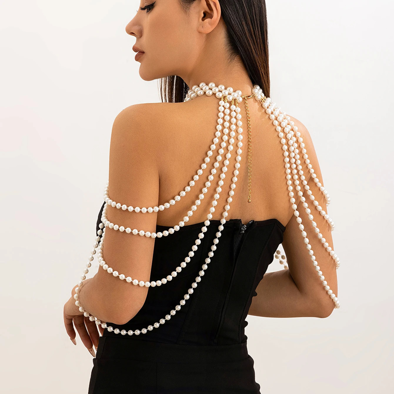 Ingemark in Bridal Tassel Pearl Shoulder Chain Necklace for Women Elegant Shawl Wedding Jewelry Accessories 250409