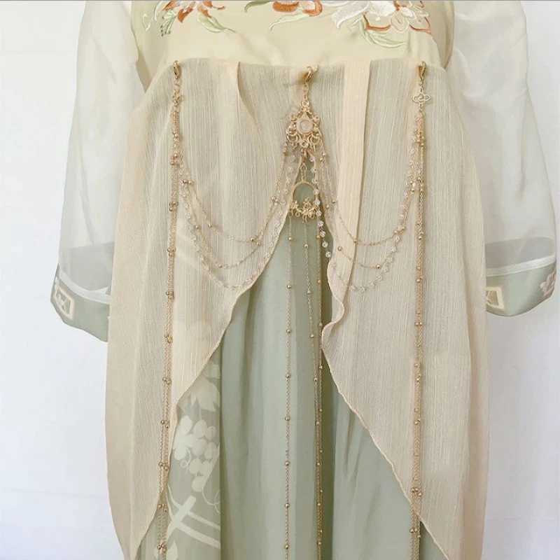 Classic retro Hanfu belt detachable alloy belly waist chain gold and silver long edge waist chain Hanfu accessories X250410