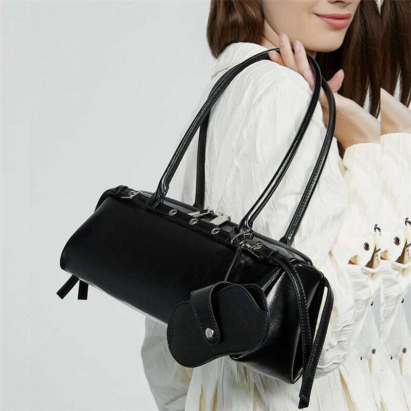 Burminsa Vintage Genuine Leather Underarm Shoulder Bags For Women 2025 Luxury Designer Bowling Purses Tote Work Ladies Handbags