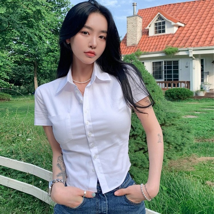 2025S Designer Women S T Shirt Summer Purely Wanted Waist Sexy Spicy Girl Sleeves Unique Top White Short Fit Shirt Women S Trend