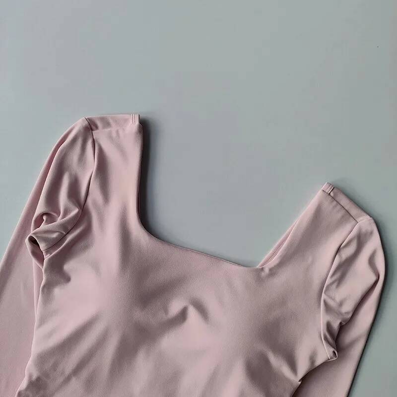 Women's Long Sleeve Yoga Cross Back Fitness Exercise Suit Fixed Chest Cushion Comfortable Sports Bra Top