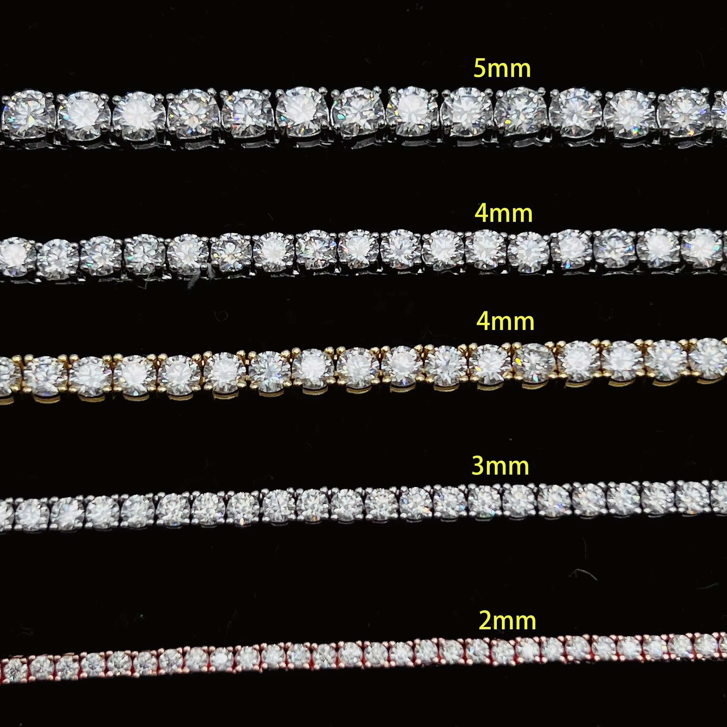 Factory Price Iced Out Chains Silver S925 2.0mm VVS Moissanite Tennis Chains Necklace Women and Men