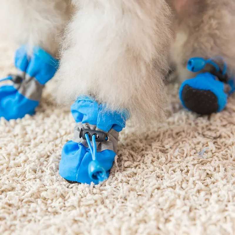 4 pieces/set of warm pet dog shoes for winter waterproof and anti slip dog shoes suitable for small and medium-sized dogs anti slip rain boots and pet