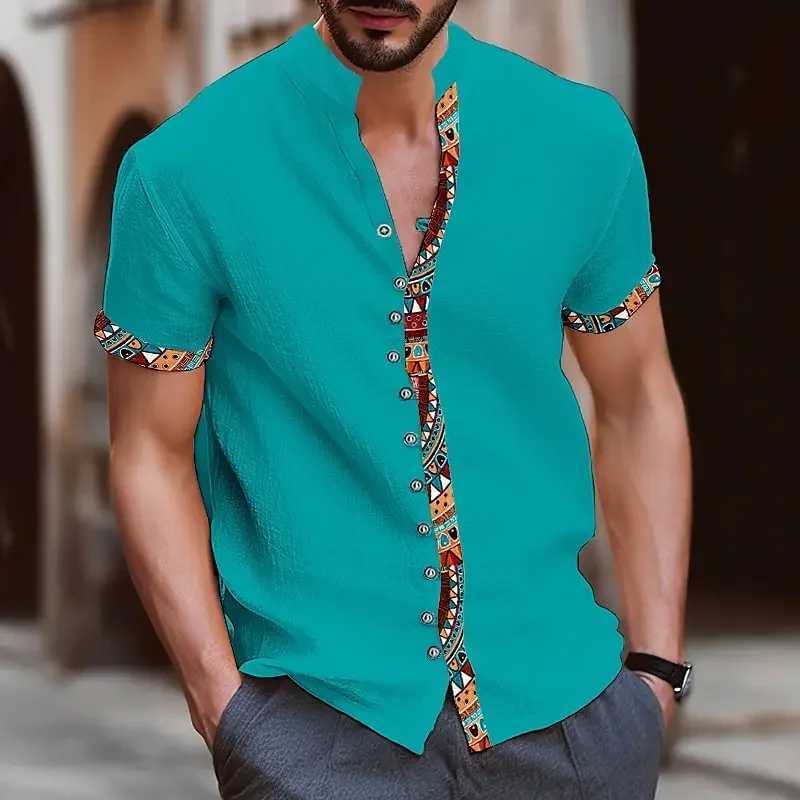 2025 Mens Palm Leaf Tropical Plants Summer Hawaiian Shirt Button Shirt Short Sleeve Hawaiian Resort Hotel X250410